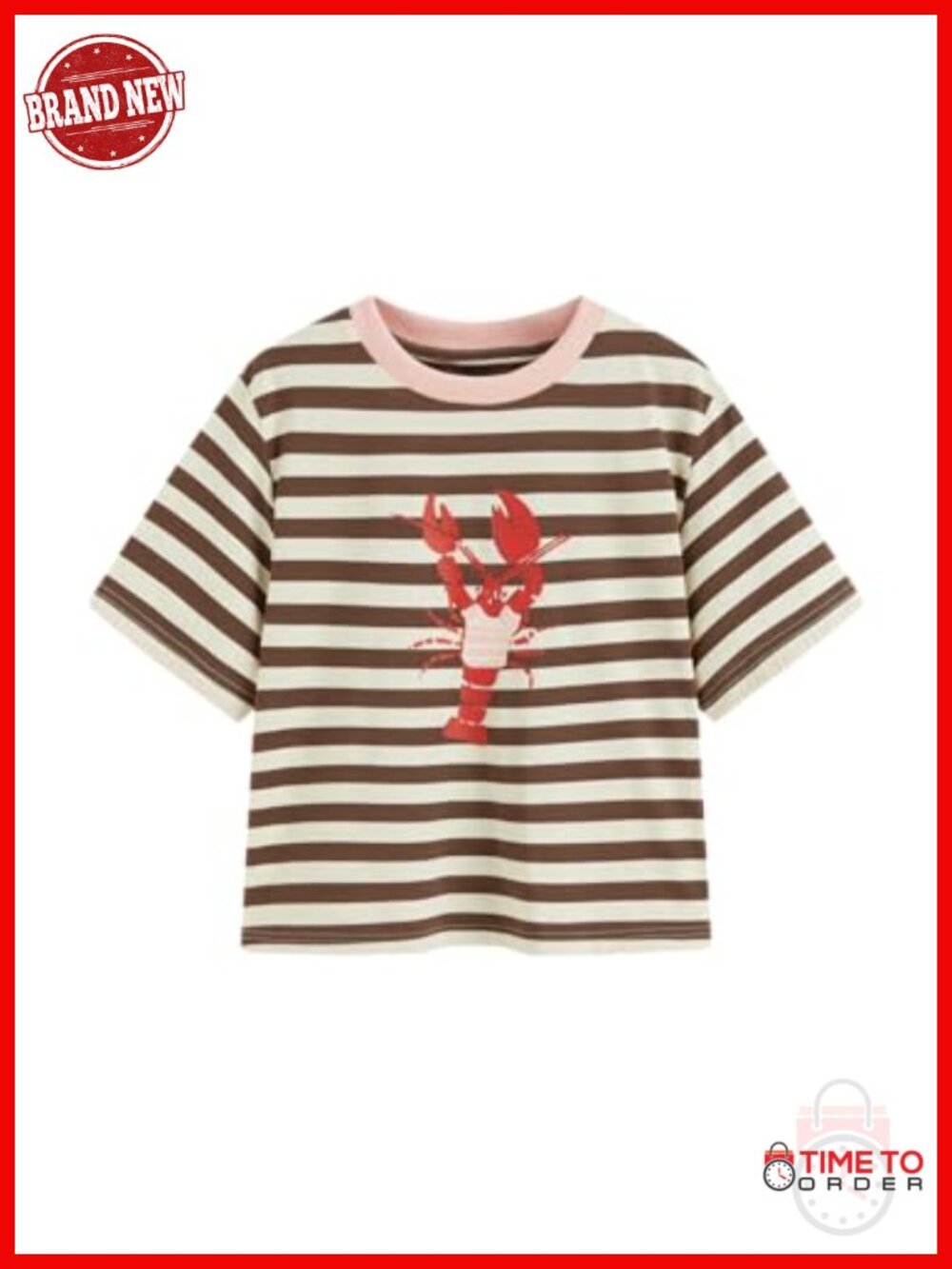 Women Striped Crop Boxy Tee Oversized Crew Neck Cotton Blend Short Sleeve